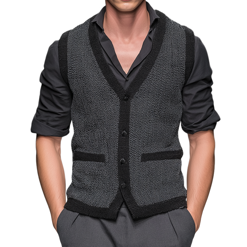Men's Retro Casual Herringbone Vest MTA0606H7TO