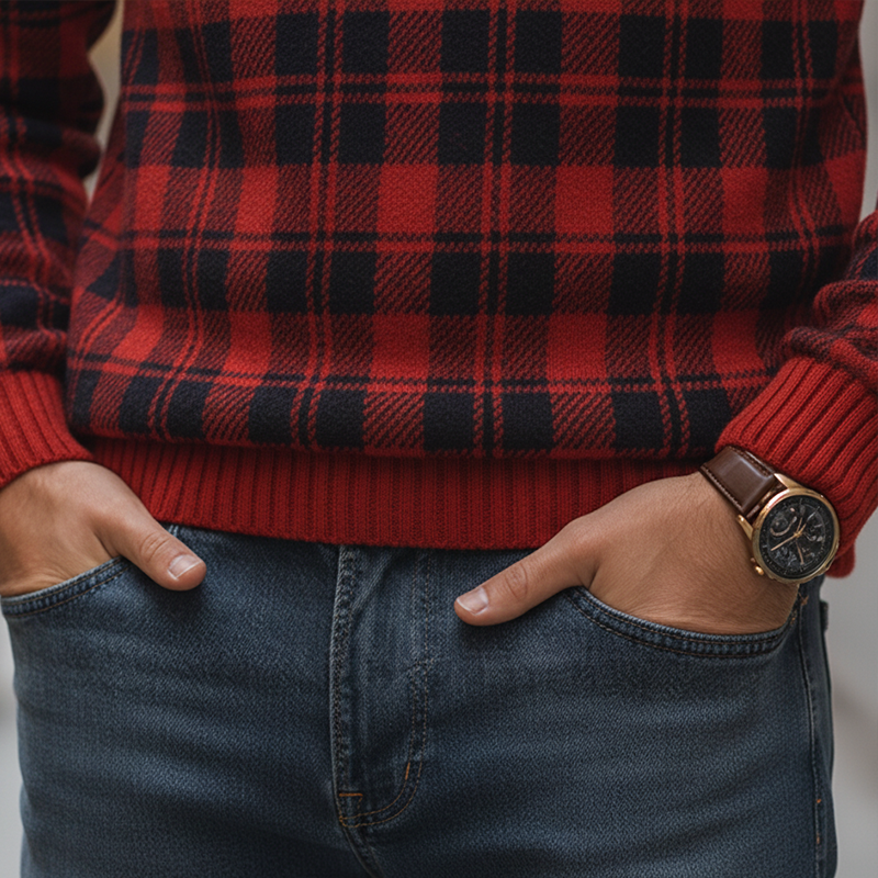 Men's Winter Fashion Cotton Yarn Knitted Polo Sweater MTA1567K7P