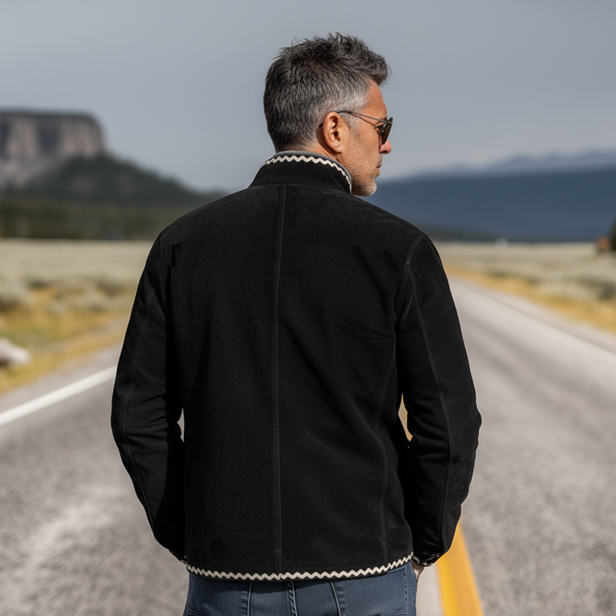 Men's Classic Retro Stand-up Collar Faux Velvet Jacket MTA1200K5K