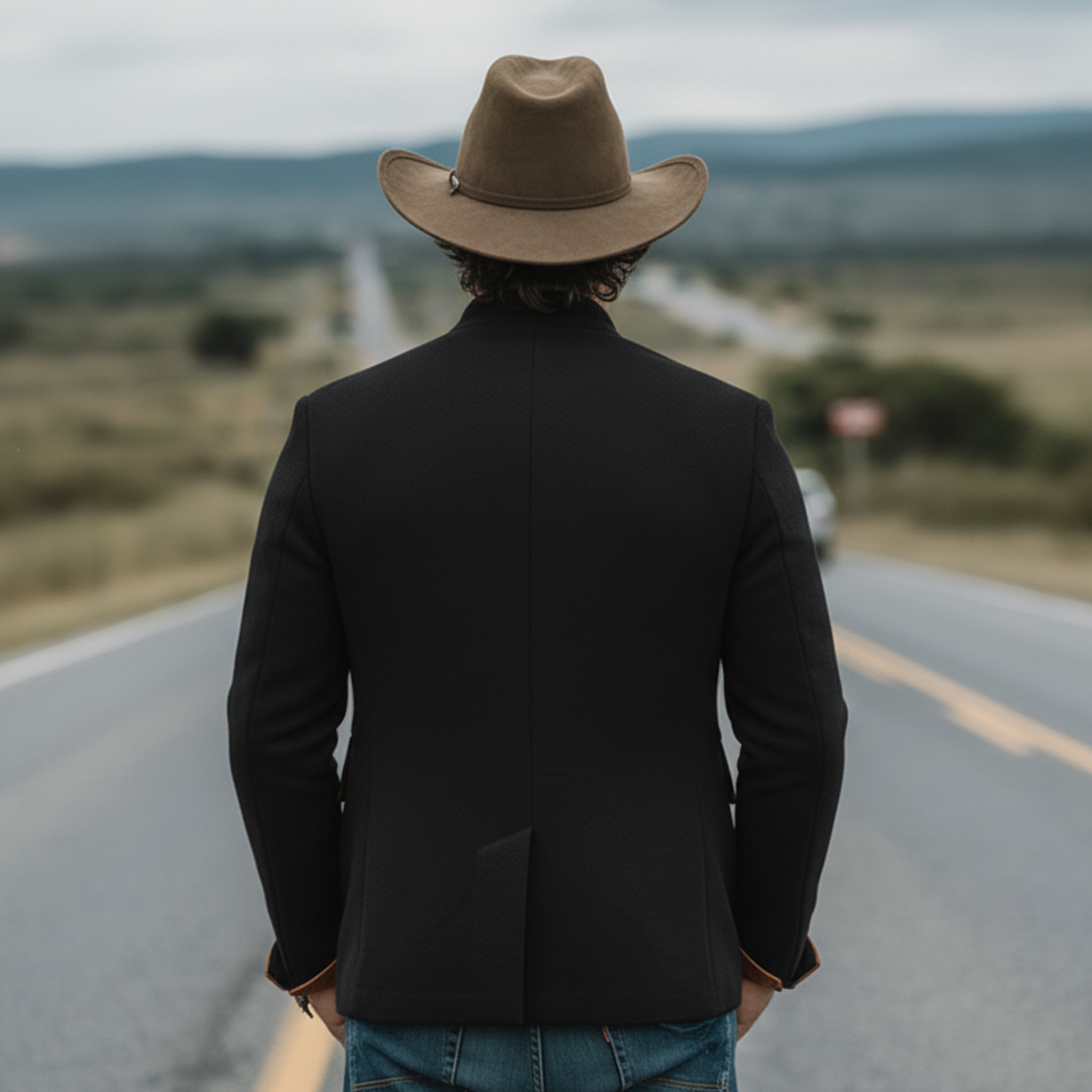 Men's Classic Vintage Western Style Stand-collar Faux Wool Single-breasted Jacket MTA0555L6K