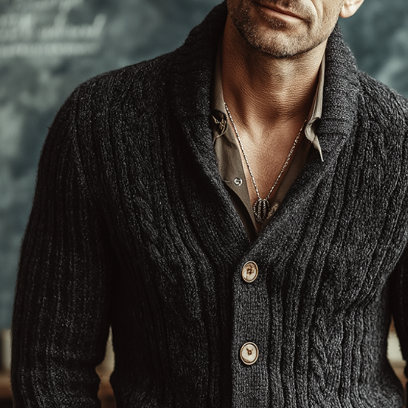 Men's Vintage Cable-knit Button Sweater Cardigan MTA1628I4TO