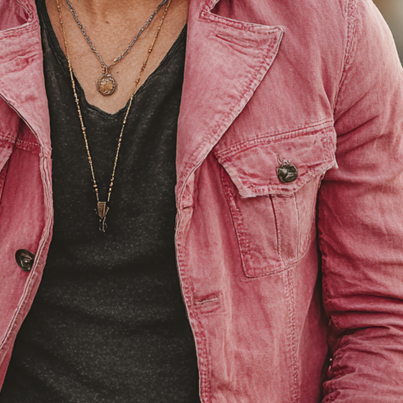 Men's Solid Color Vintage Lapel Washed Cotton Jacket MTA1604I0X