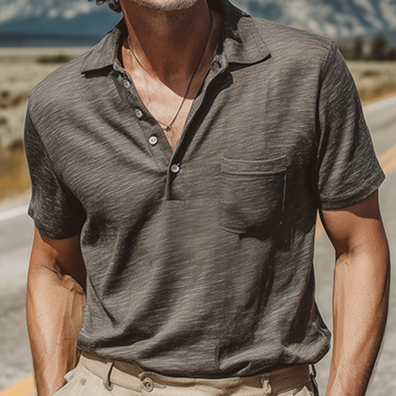 Men's Spring And Summer Fashion Casual Bamboo Cotton Comfortable Breathable Short-sleeved Polo Shirt MTA1129G9K