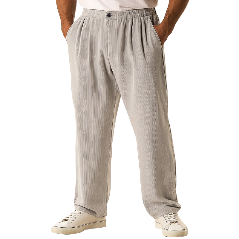 Men's Textured Striped Loose-fitting Straight-leg Trousers MTA2619K0X