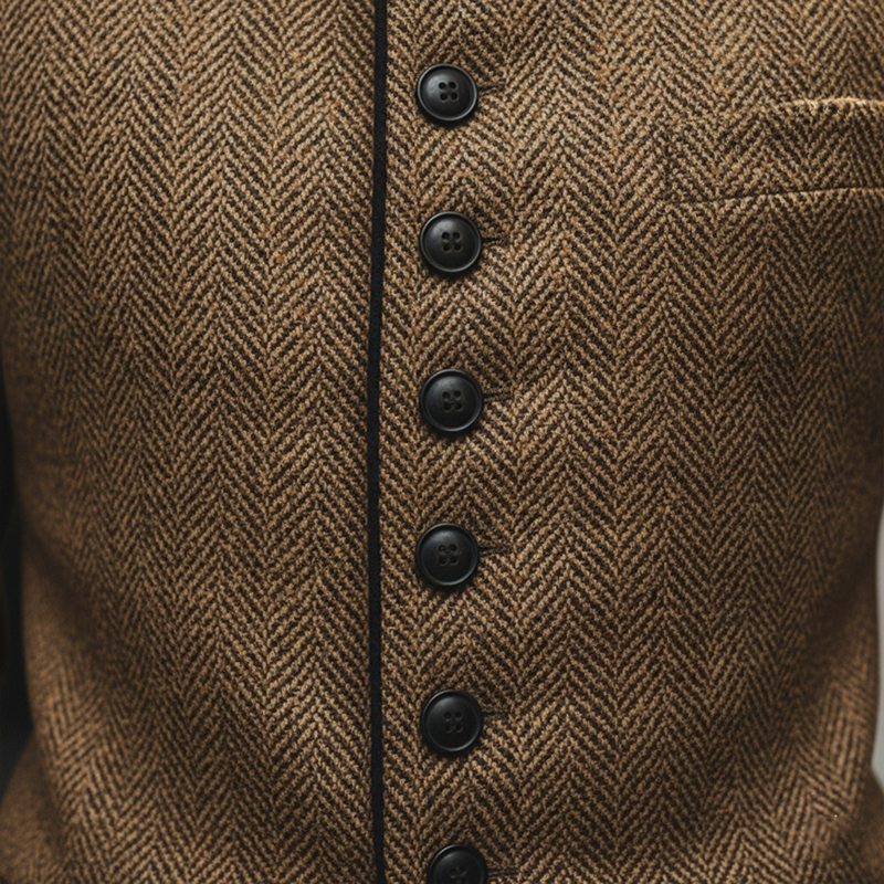 Men's Winter Retro Herringbone Faux Wool Stand Collar Coat MTA2104J7P