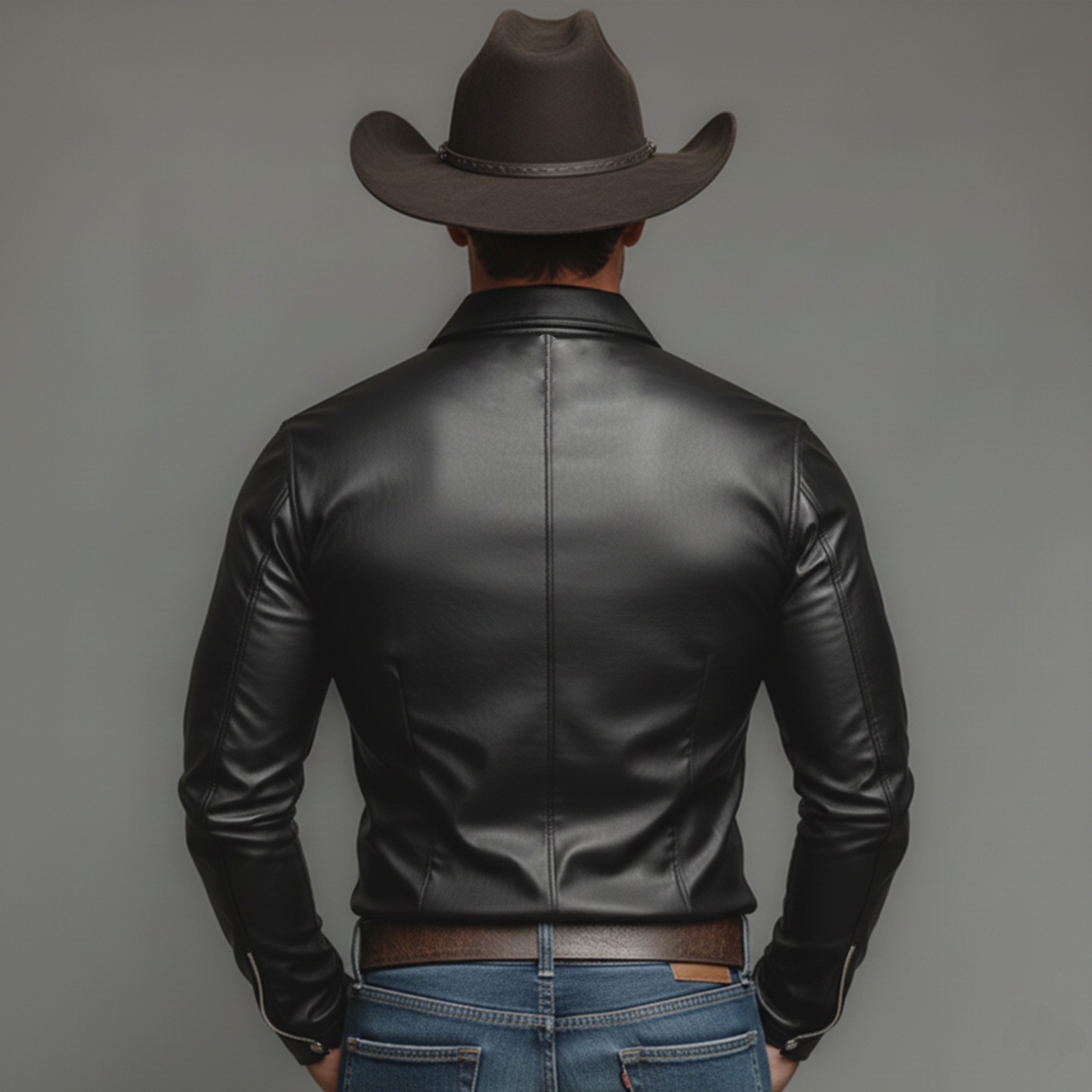 Men's Classic Casual Lapel Zipper PU Leather Slim Fit Long-Sleeve Shirt MTA2539K8K