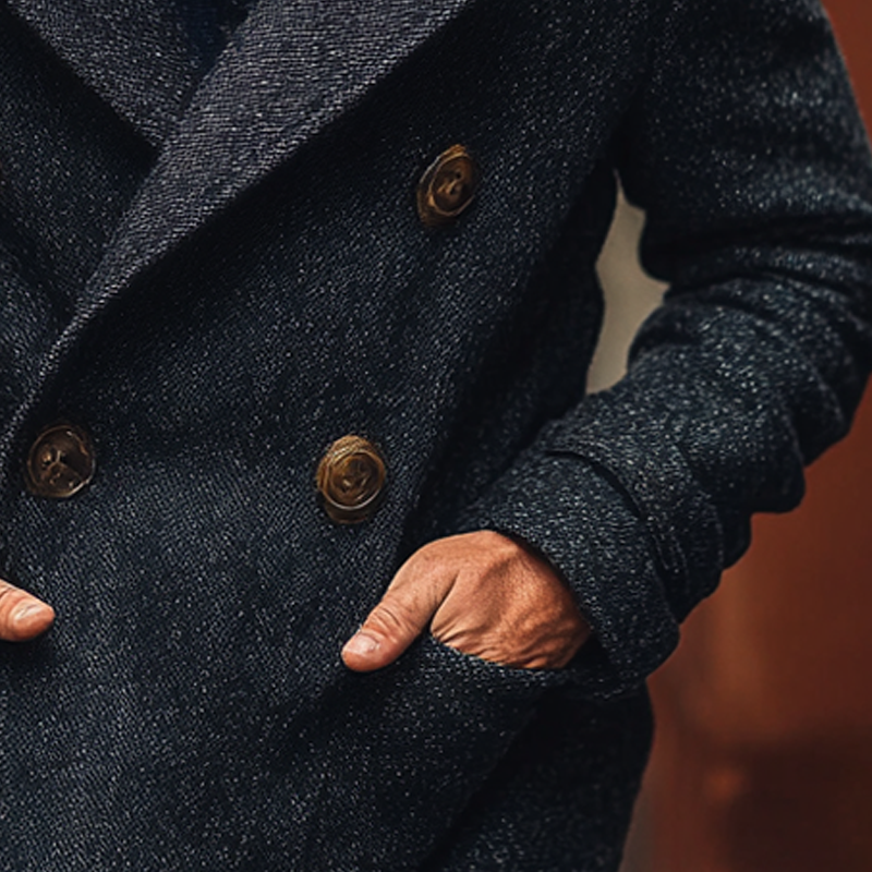 Men's Retro Blend Lapel Double-Breasted Jacket MTA0595K4X