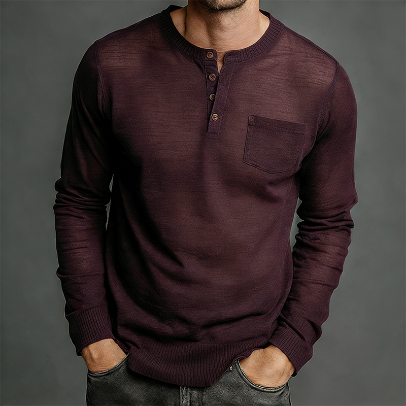Men's Retro Casual Lightweight Knitted Henley Collar Sweater MTZ0826A5TO