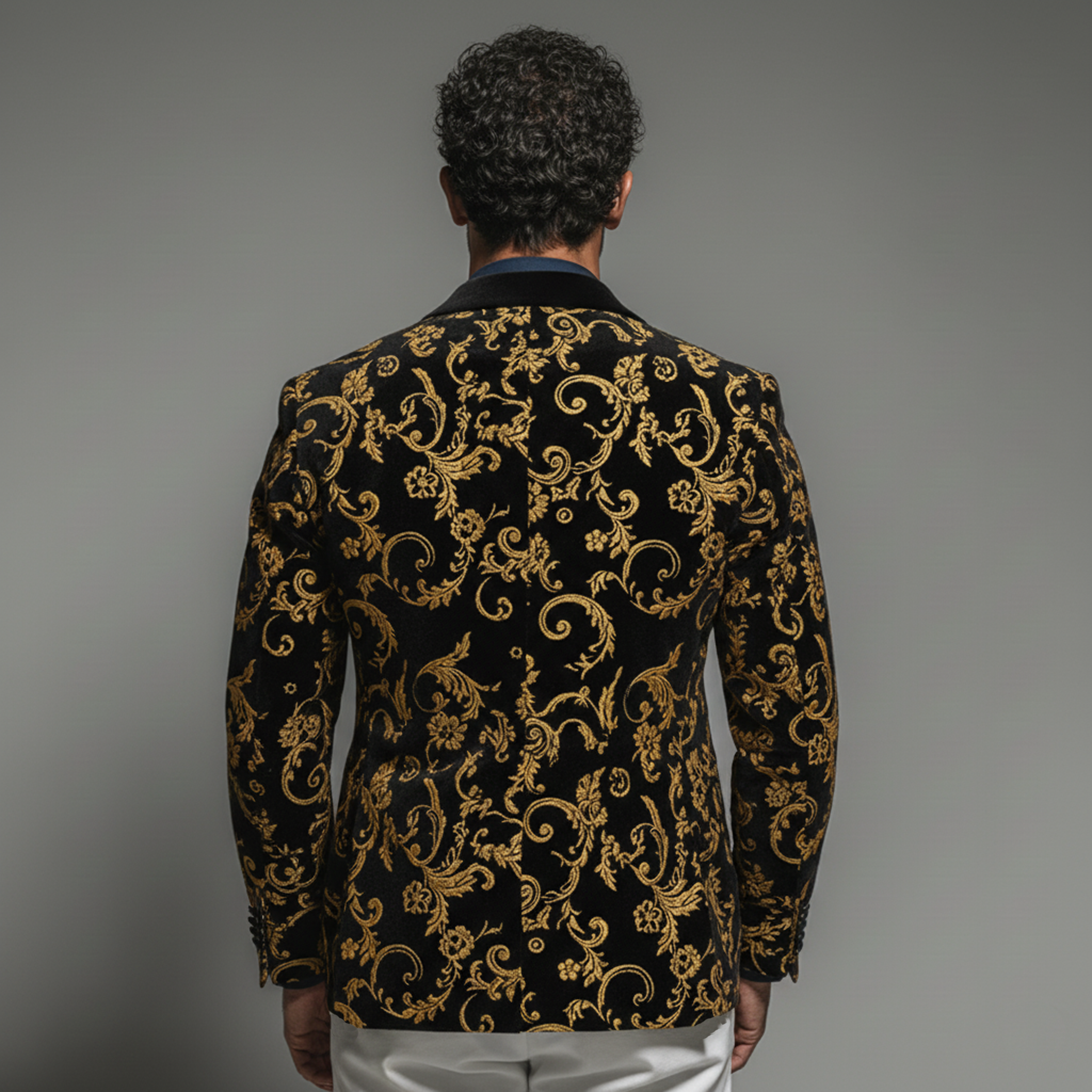 Men's Classic Vintage Velvet-feel Printed Single-breasted Blazer MTA2062L5K