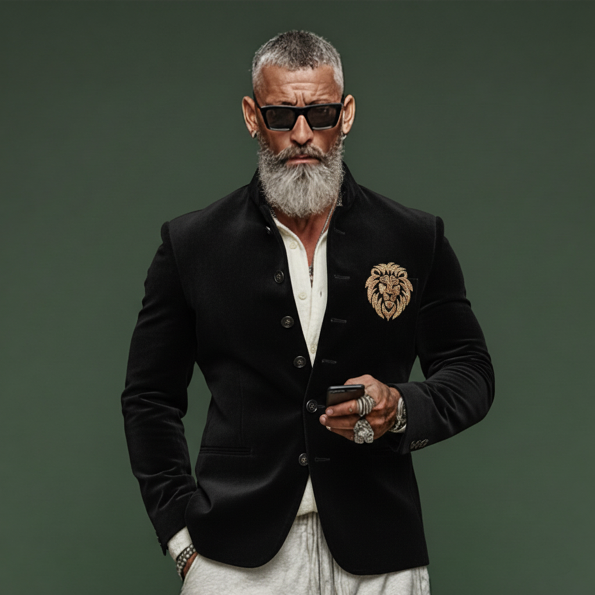 Men's Classic Retro Stand-up Collar Embroidered Slim-fit Single-breasted Jacket MTA1473K4K