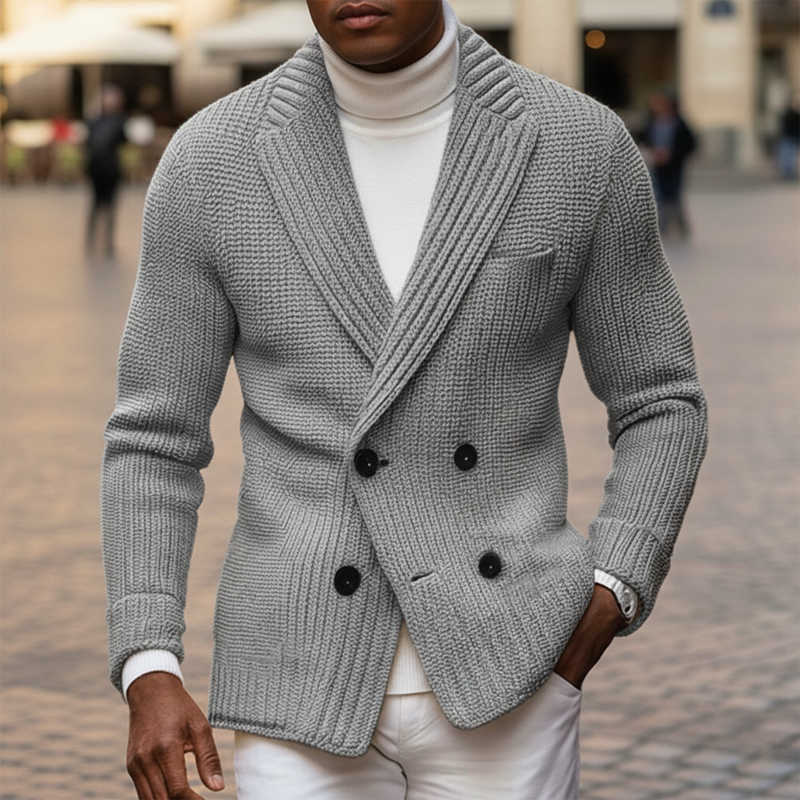 Men's Classic Notched-lapel Double-breasted Knitted Cardigan MTA1975I1U