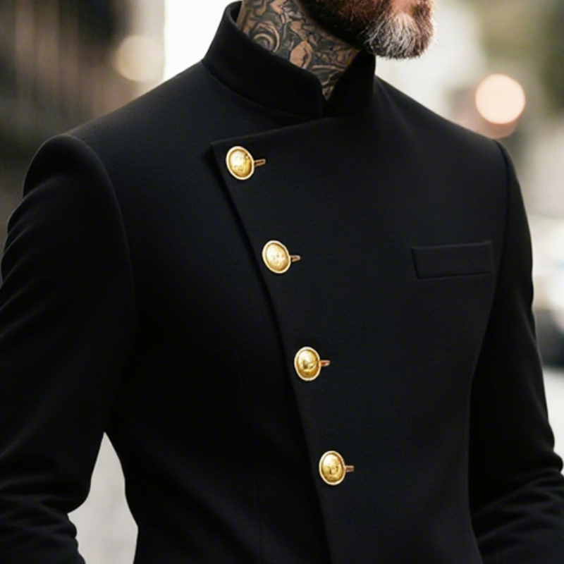 Men's Retro Casual Metal Button Stand Collar Jacket MTA2423J6TO