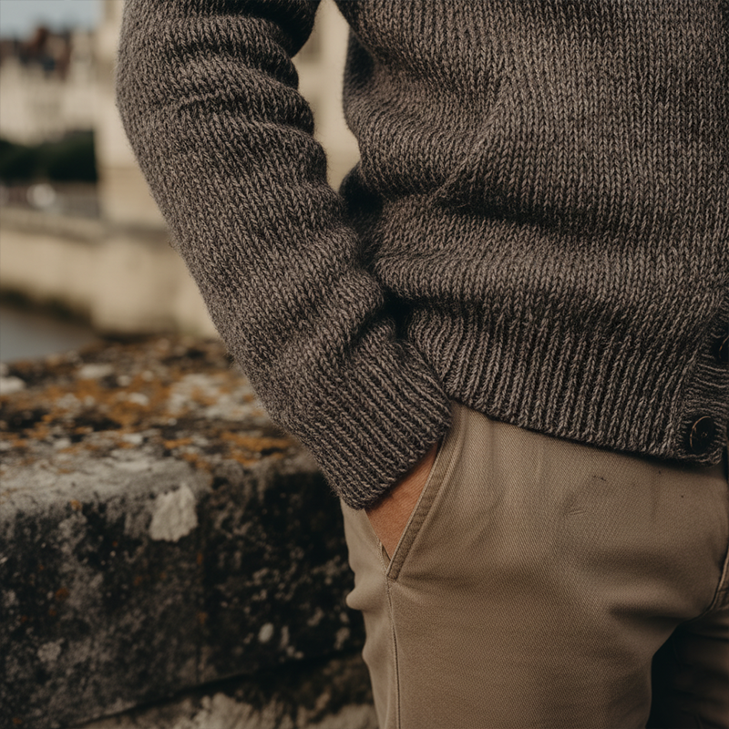 Men's Winter Vintage Cotton Knitted Jacquard Button Cardigan MTA1615J8P