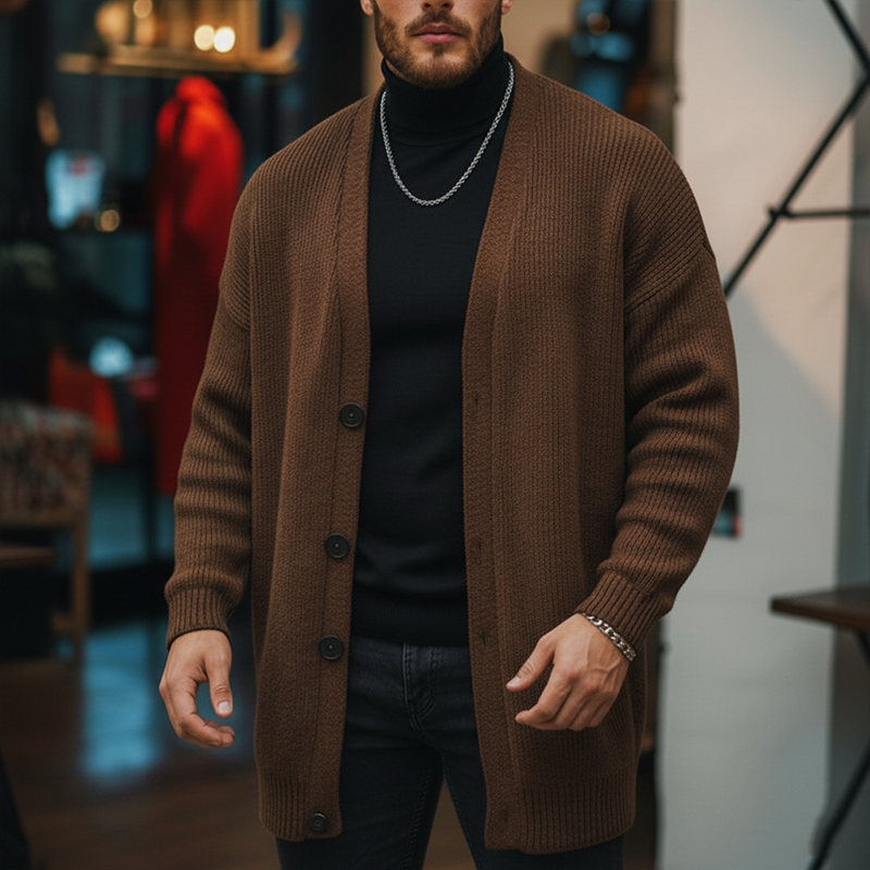 Men's Winter Simple Button Closure Cotton Knit Cardigan MTA1776J7P