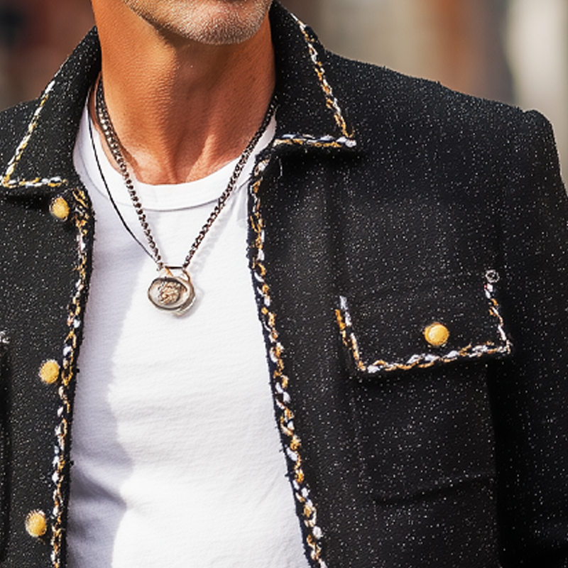 Men's Spring And Autumn Elegant Chanel Style Button Jacket MTA1261H0U