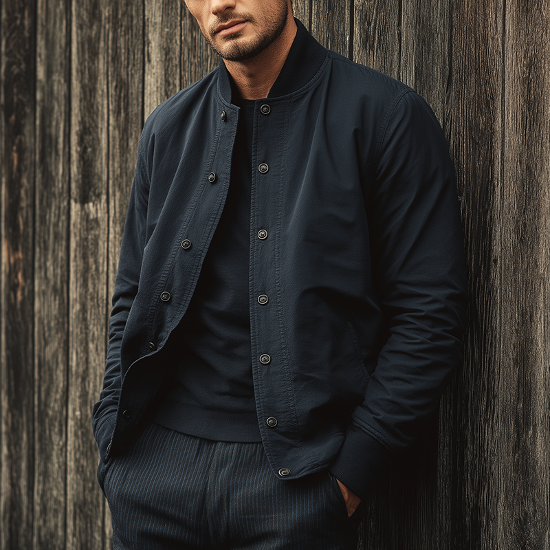 Men's Autumn Washed Cotton Baseball Collar Thin Jacket MTA1525J6P