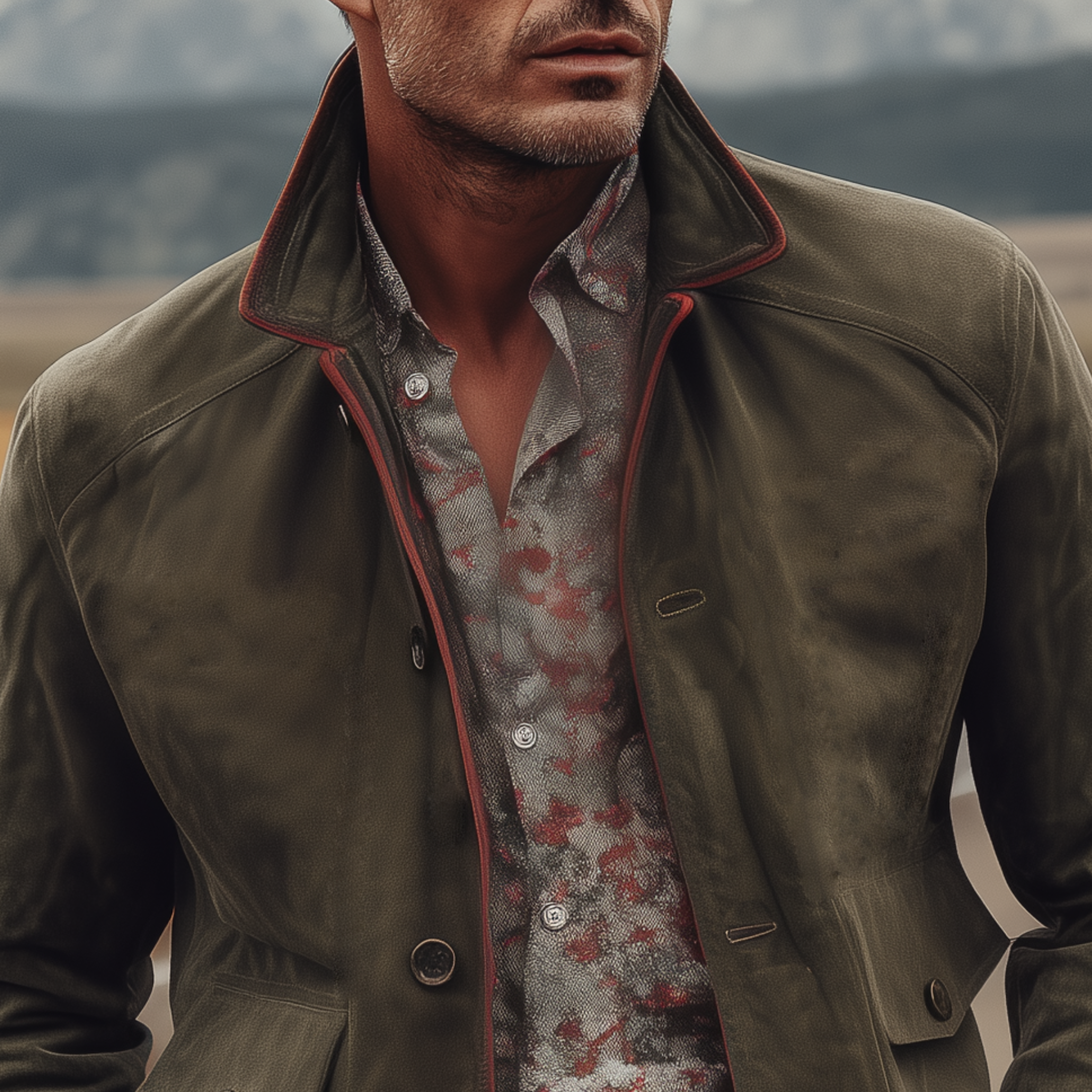 Men's Classic Casual Western Style Lapel Suede Jacket MTA0885I7K