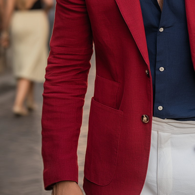 Men's Retro Casual Street Style Linen Solid Color Blazer MTA3017H4TO