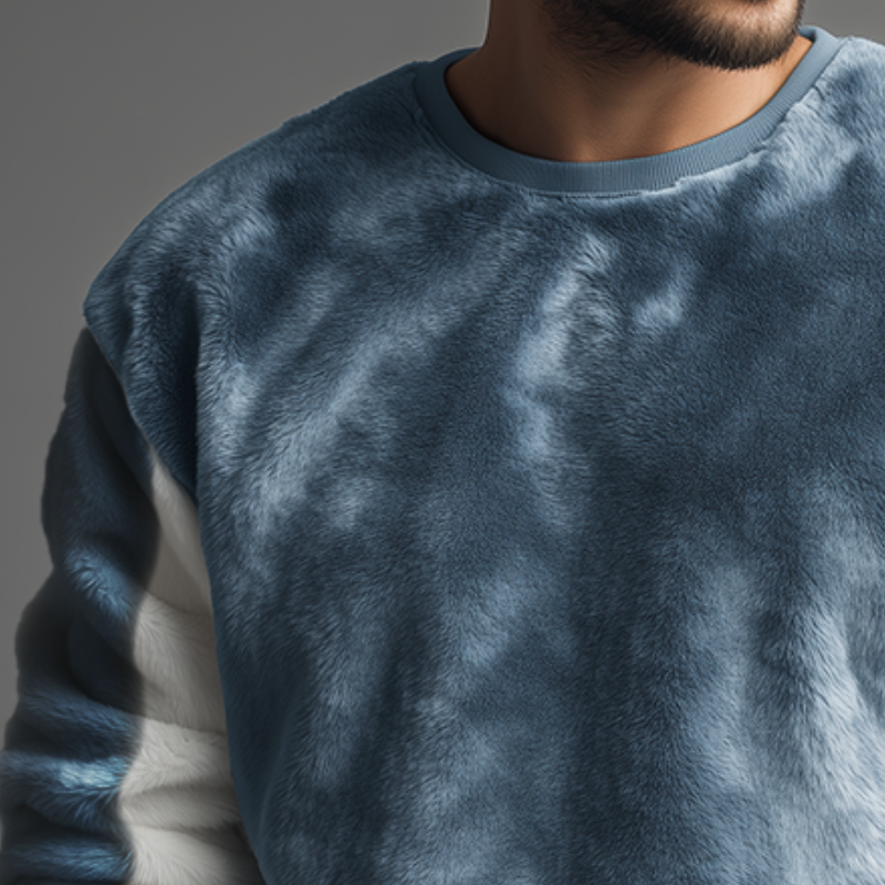 Men's Retro Casual Colorblock Plush Crew Neck Sweatshirt MTA2916H7TO