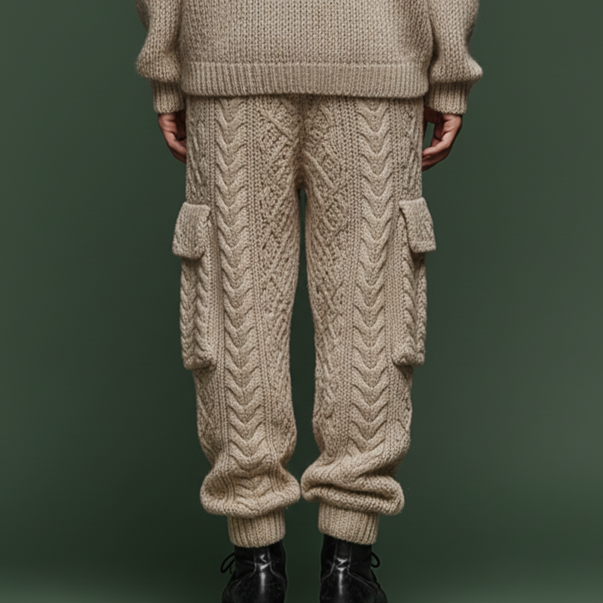 Men's Classic Jacquard Knit Elastic Waist Casual Pants MTA3082J8K