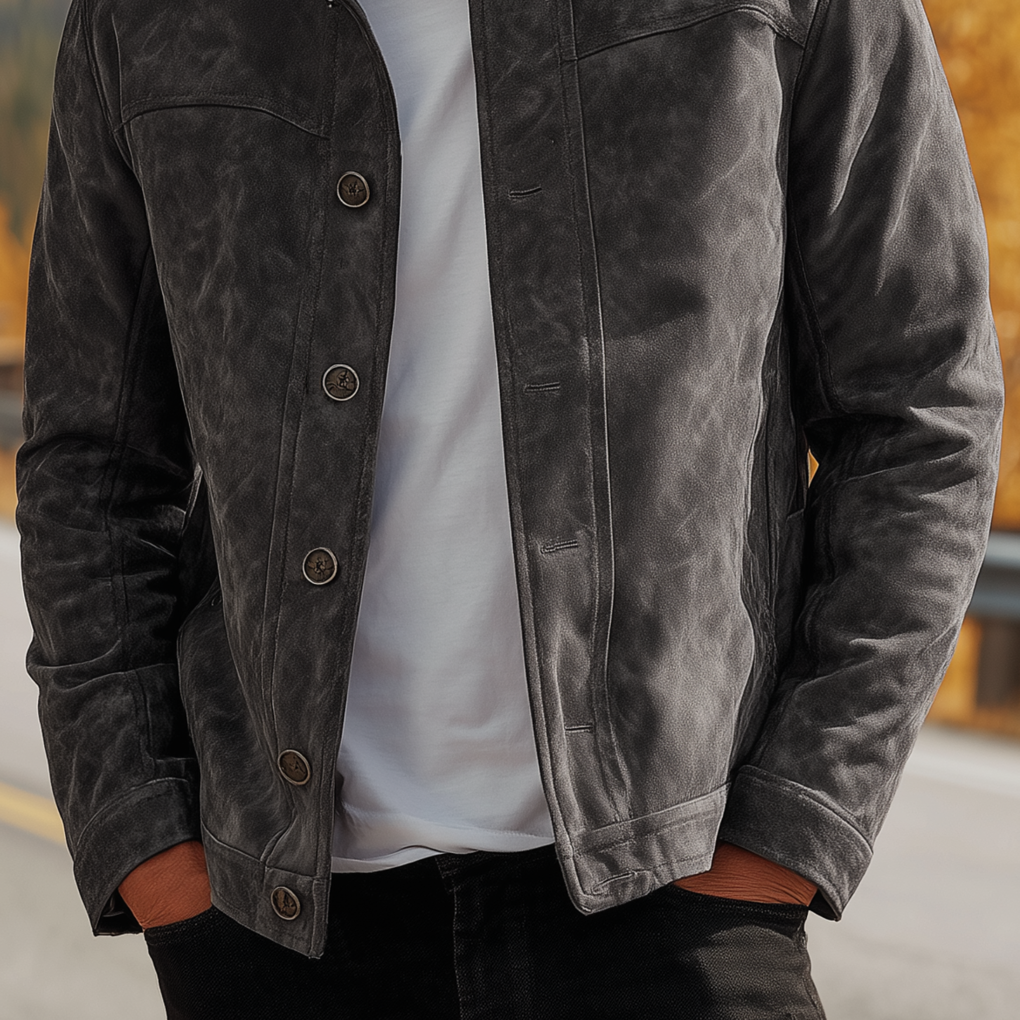 Men's Classic American Retro Stand Collar Suede Jacket MTA1954H4K