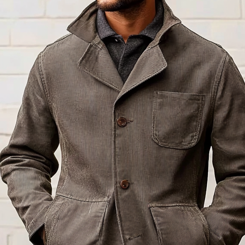 Men's Retro Solid Color Corduroy Lapel Jacket MTA2836K6X