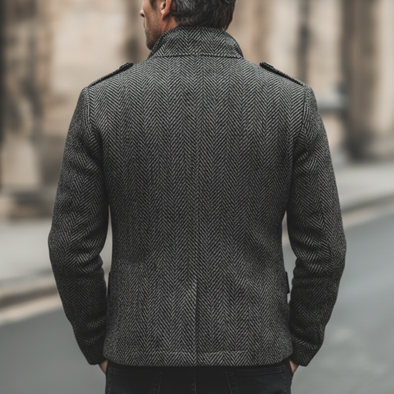 Men's Business Double-breasted Notched Lapel Faux Wool Jacket MTA0112L6U