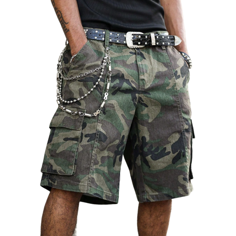 Men's Fashion Loose Camo Multi-pocket Cargo Shorts MTA1639F9Z