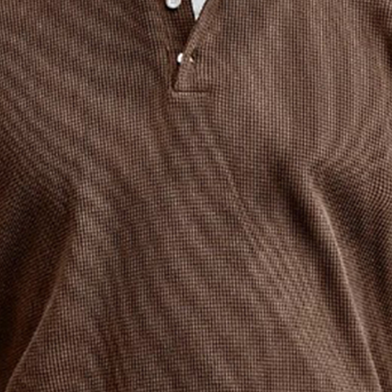Men's Solid Waffle Long Sleeve Henley Shirt MTA3016G0P