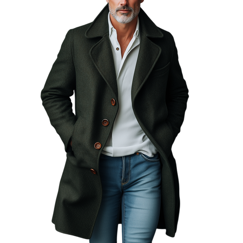 Men's Retro Casual Tweed Single-Breasted Overcoat MTA3063J4TO