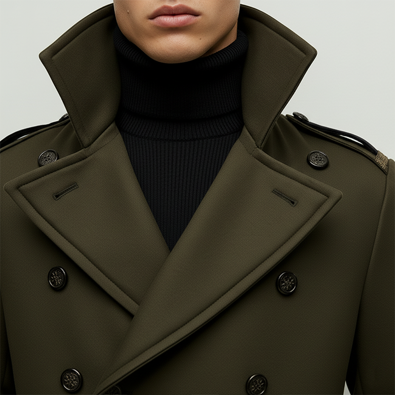 Men's Winter Fashion Double-Breasted Faux Wool Mid-Length Coat MTA1792K4P