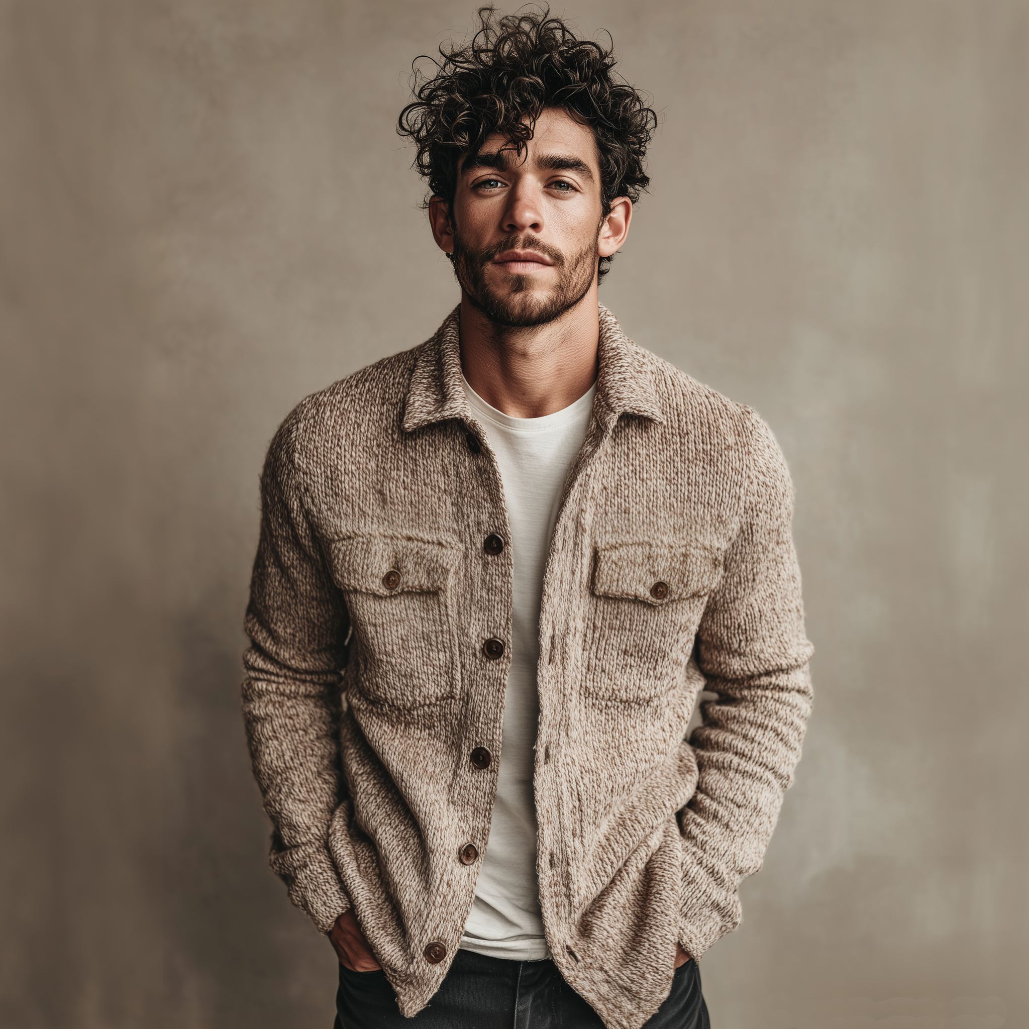 Men's Classic Casual Lapel Shirt-style Knit Cardigan MTA2502J5K