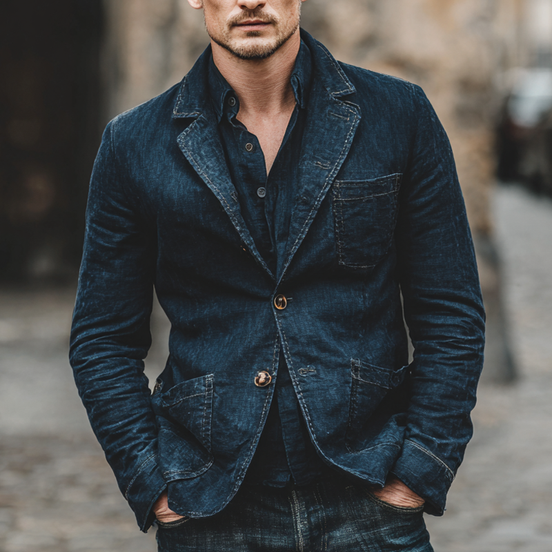 Men's Vintage Washed Distressed Blazer MTA1609I4X