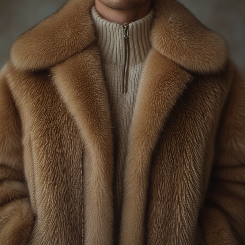 Men's Winter Vintage Faux Mink Fur Zip-up Jacket MTA0412L6P