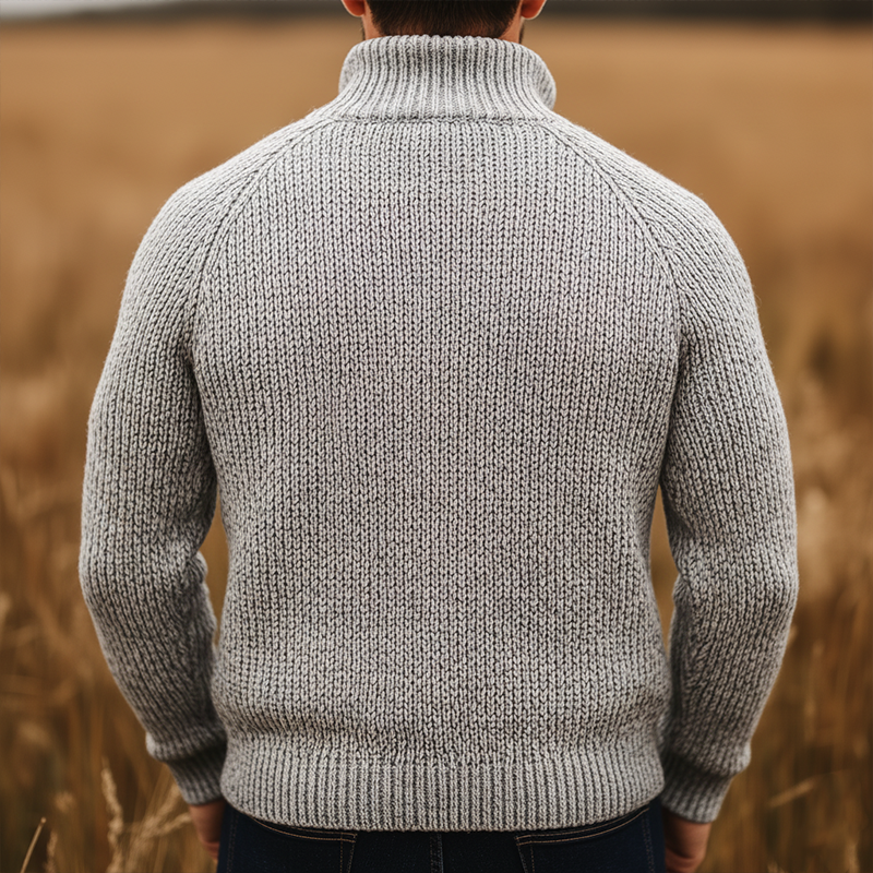 Men's Simple Retro Cotton Yarn Knit Half-Zip Slim Fit Sweater MTA1160K4P