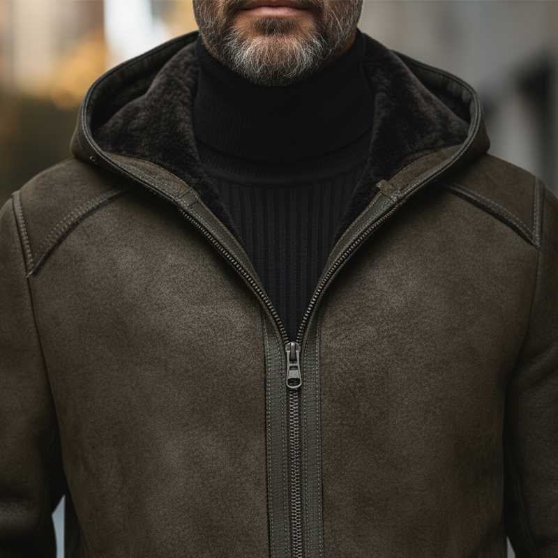 Men's Winter Retro Faux Suede Lined Zippered Warm Jacket MTA2488K3P