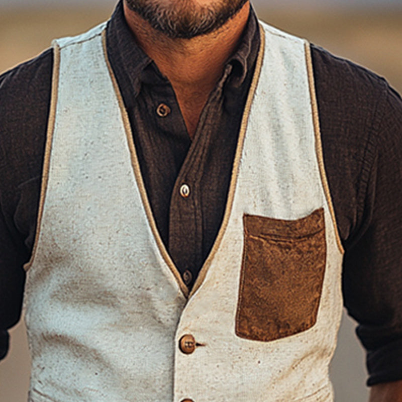 Herrevest i western-cowboystil med V-hals, enkeltspent MTA1319E3U