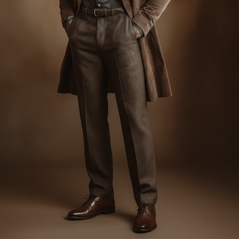 Men's Winter Retro Striped Velvet Suit Pants MTA1403J6P