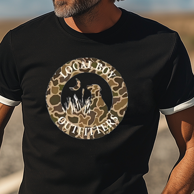 Men's Casual American Retro Western Tough Style Cotton Blend Camouflage Print Slim Fit Short-sleeved T-shirt MTA0715F9K
