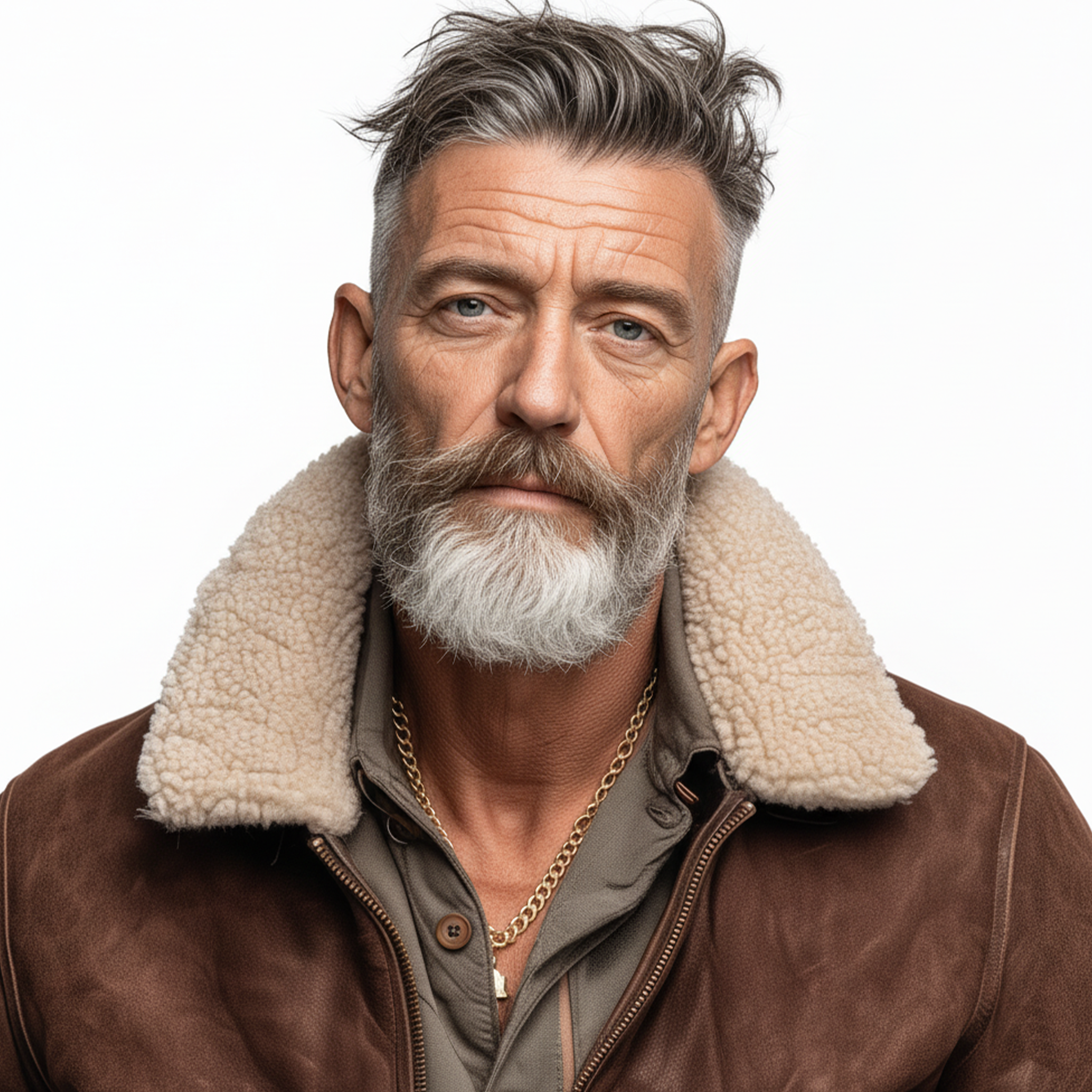 Men's Classic Vintage Western Tough Style Detachable Fur Collar Faux Suede Leather Zip-Up Jacket MTA0918J2K