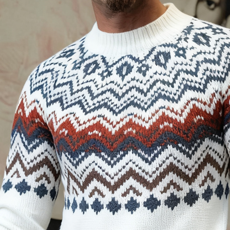 Men's Retro Casual Ethnic Style Knitted Crew Neck Pullover Sweater MTA2958J8TO