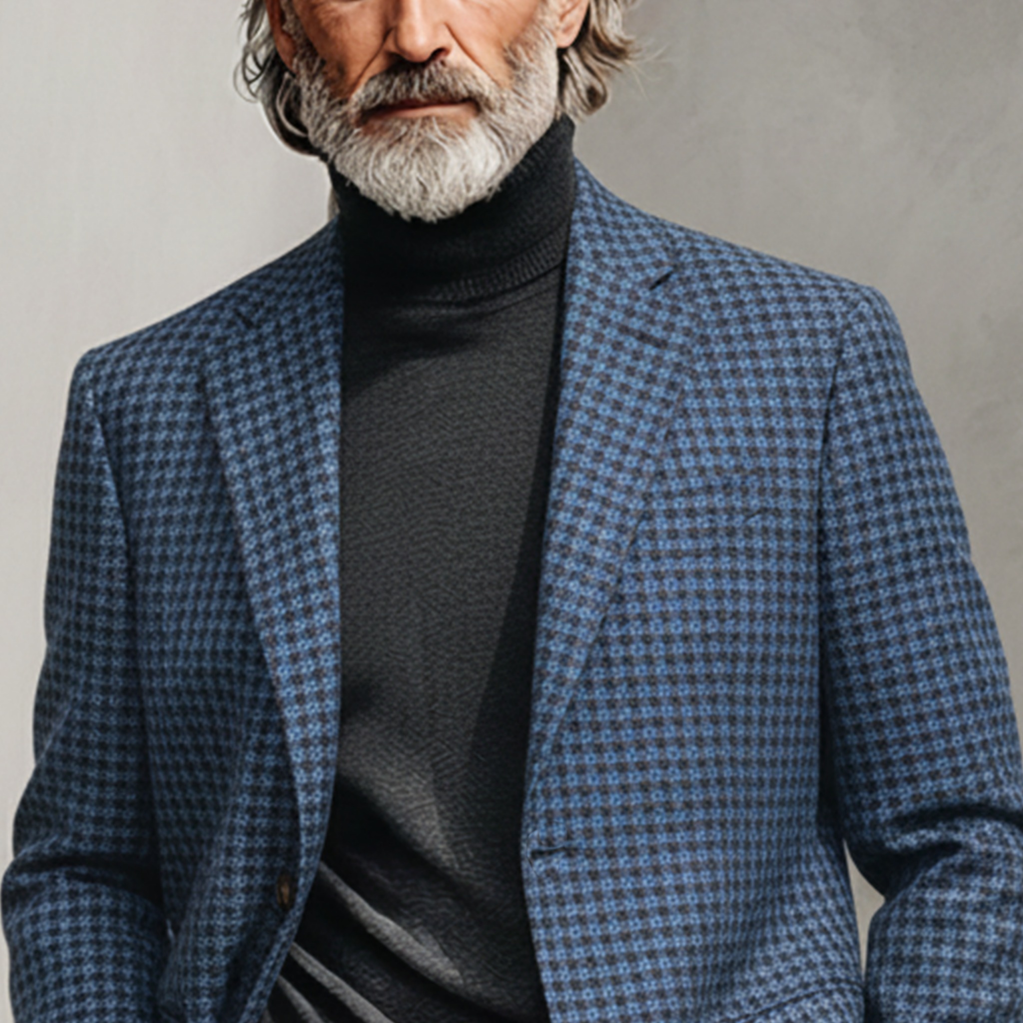 Men's Classic Retro Faux Houndstooth Wool Single-breasted Blazer MTA1186K6K