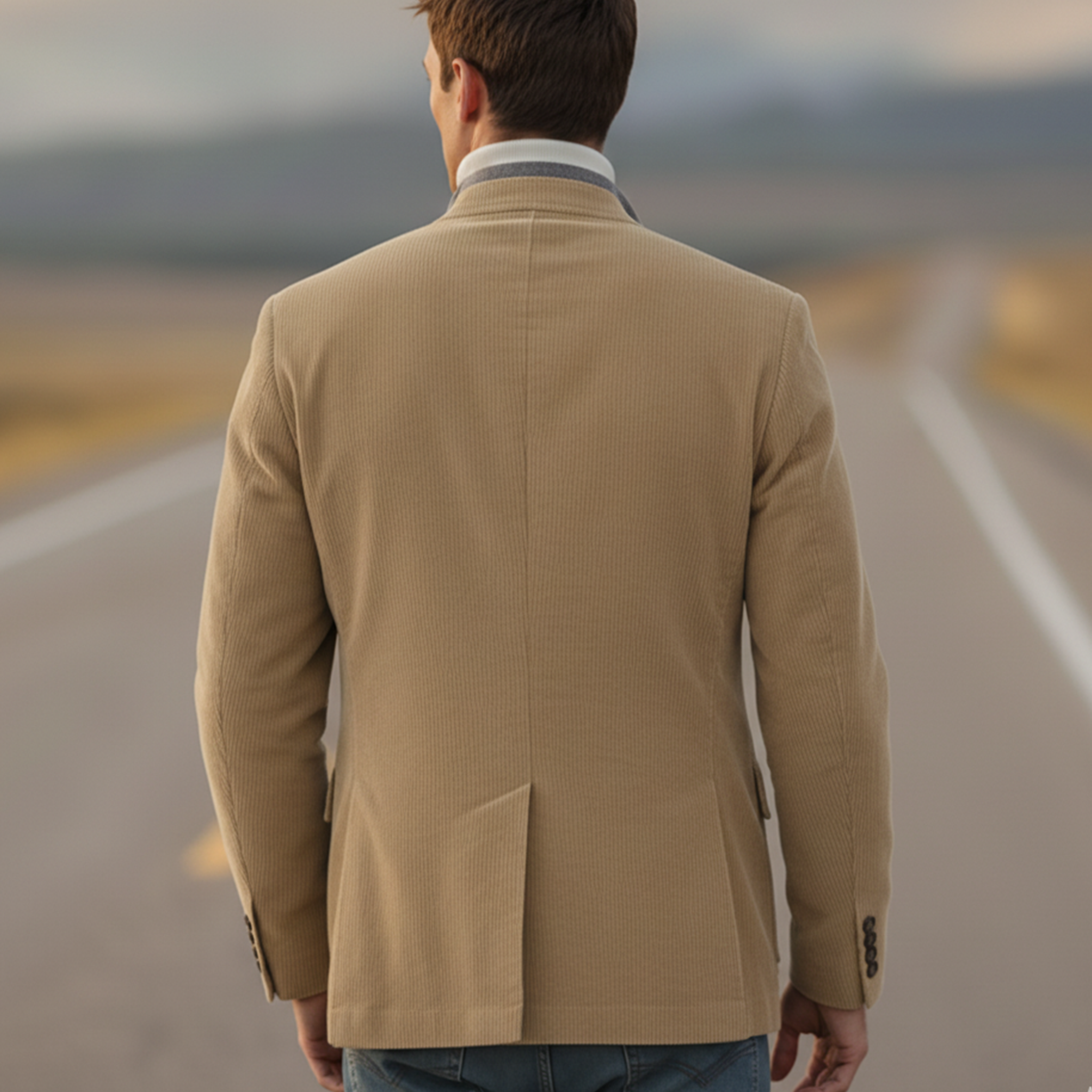 Men's Classic Retro Western Style Corduroy Single-breasted Jacket MTA1179K8K