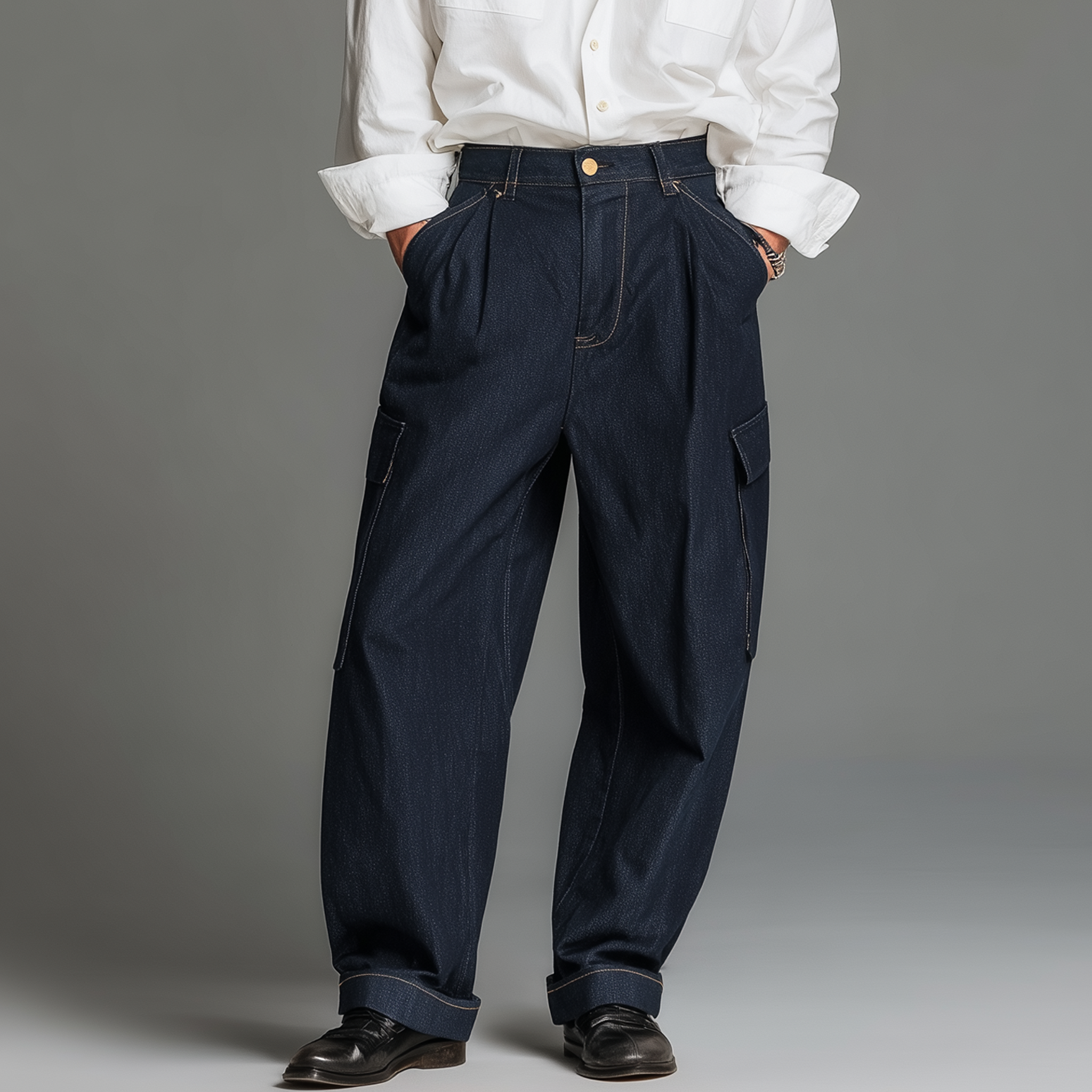 Men's Casual And Business Retro Blue Multi-pocket Jeans MTA2921J7K