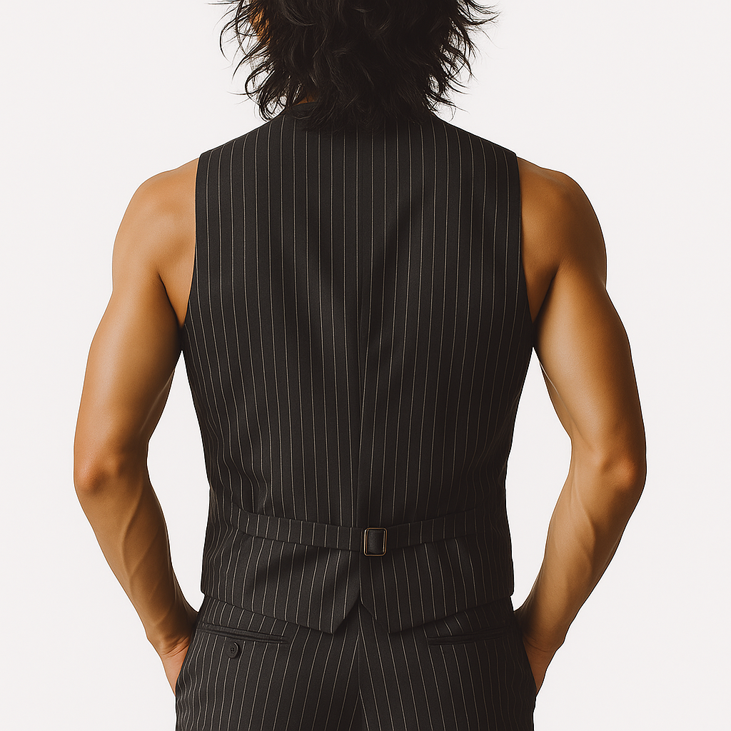 Men's Summer Fashion Classic Striped Cotton And Linen Sleeveless Shirt MTA1734F4P
