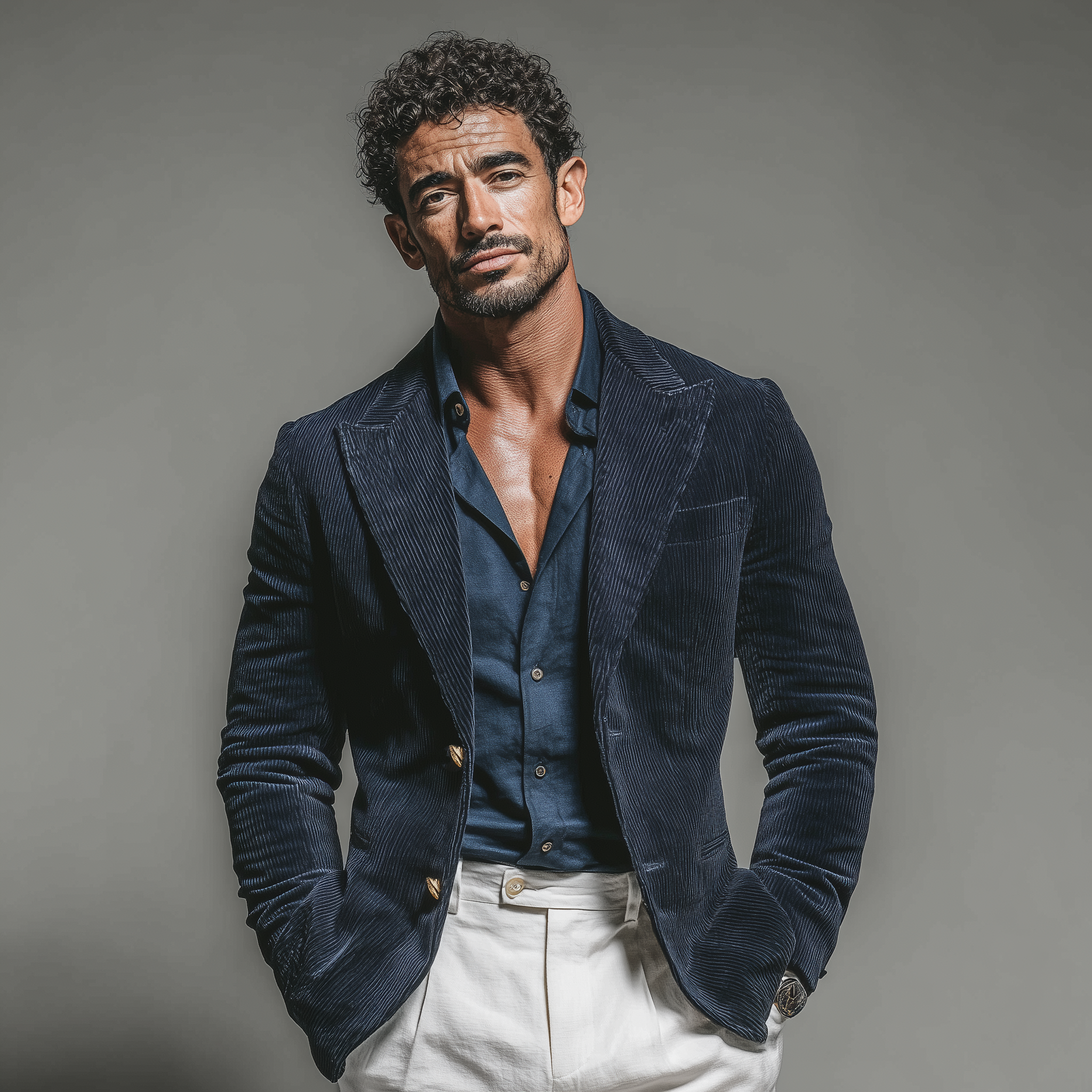 Men's Classic Retro Single-breasted Corduroy Slim-fit Blazer MTA2654K8K