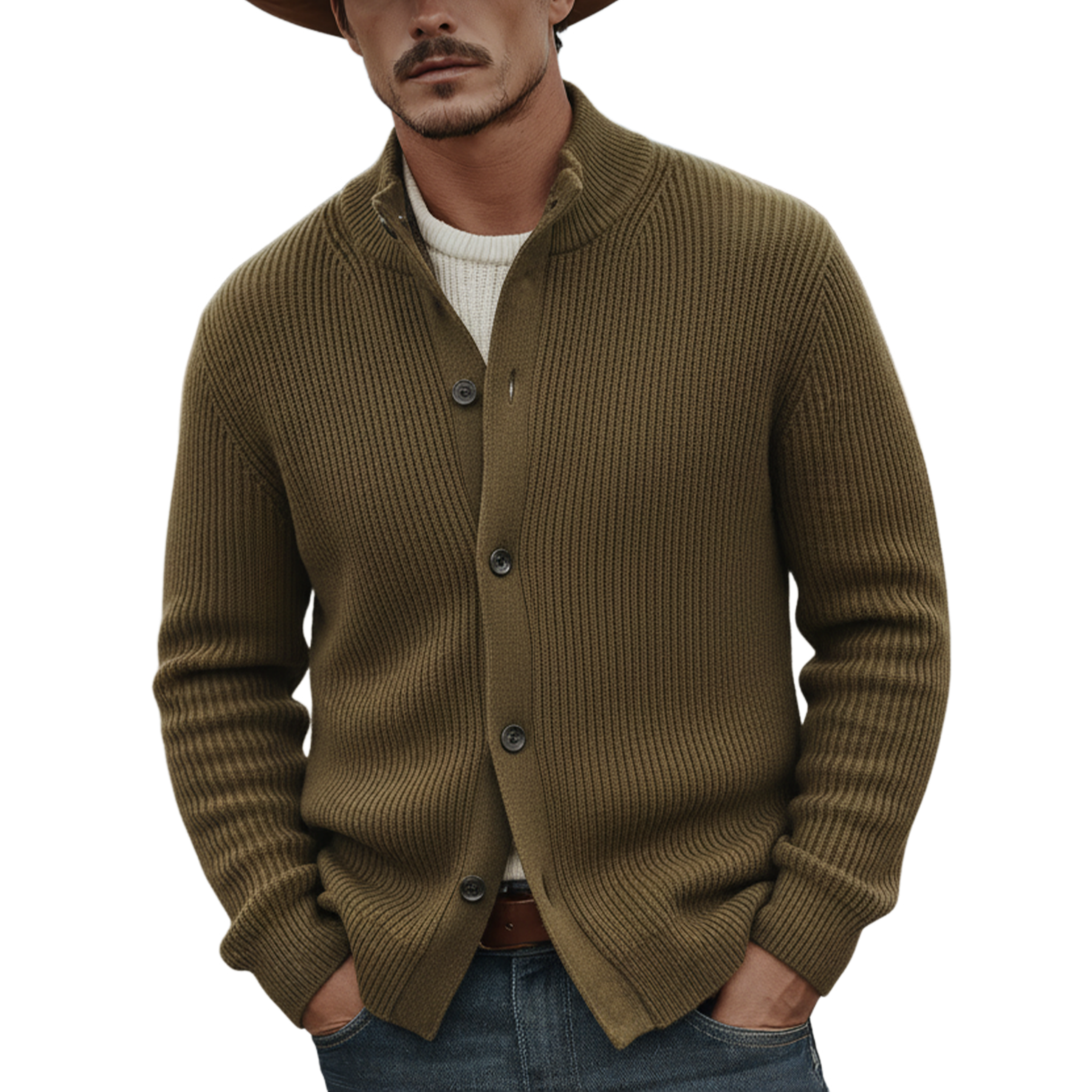 Men's Classic Casual Stand-up Collar Knit Cardigan MTA2422K3K