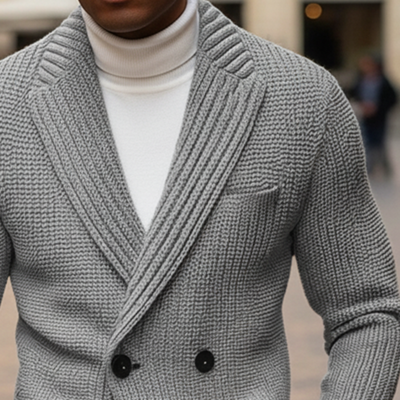 Men's Classic Notched-lapel Double-breasted Knitted Cardigan MTA1975I1U