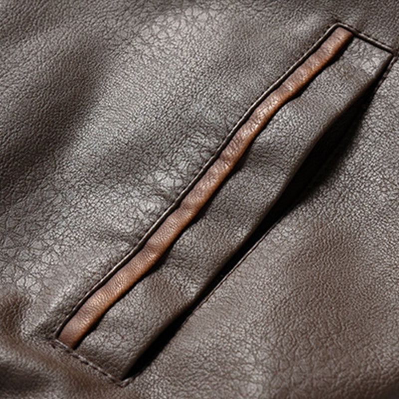 【Envío en 24 horas】Chaqueta bomber de cuero con doble cuello y manga larga con cremallera para hombre, estilo vintage, 26675178M