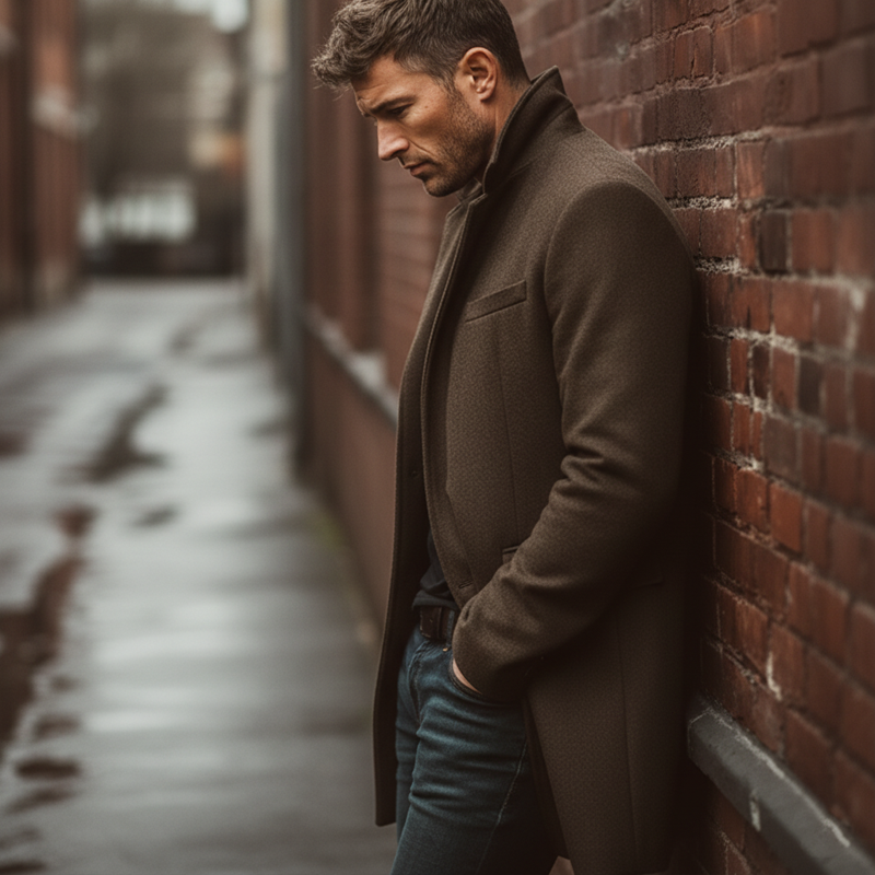 Men's Retro Business Two-Button Faux Wool Mid-Length Coat MTA1798K2U